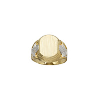 Флеур де Лис мушки прстен са печатом са брушеном завршном обрадом са правоугаоником (14К)