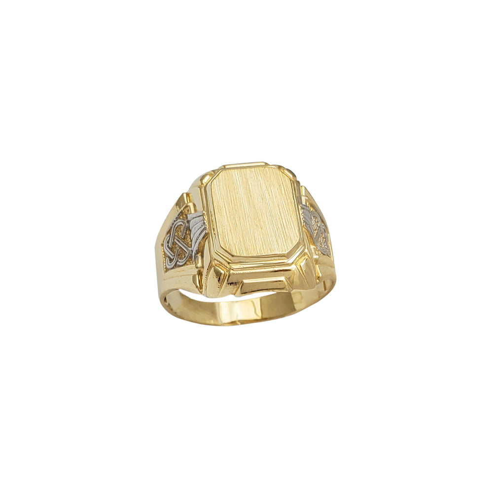 Brushed Finish Texture Rectangle Men's Signet Ring (14K)