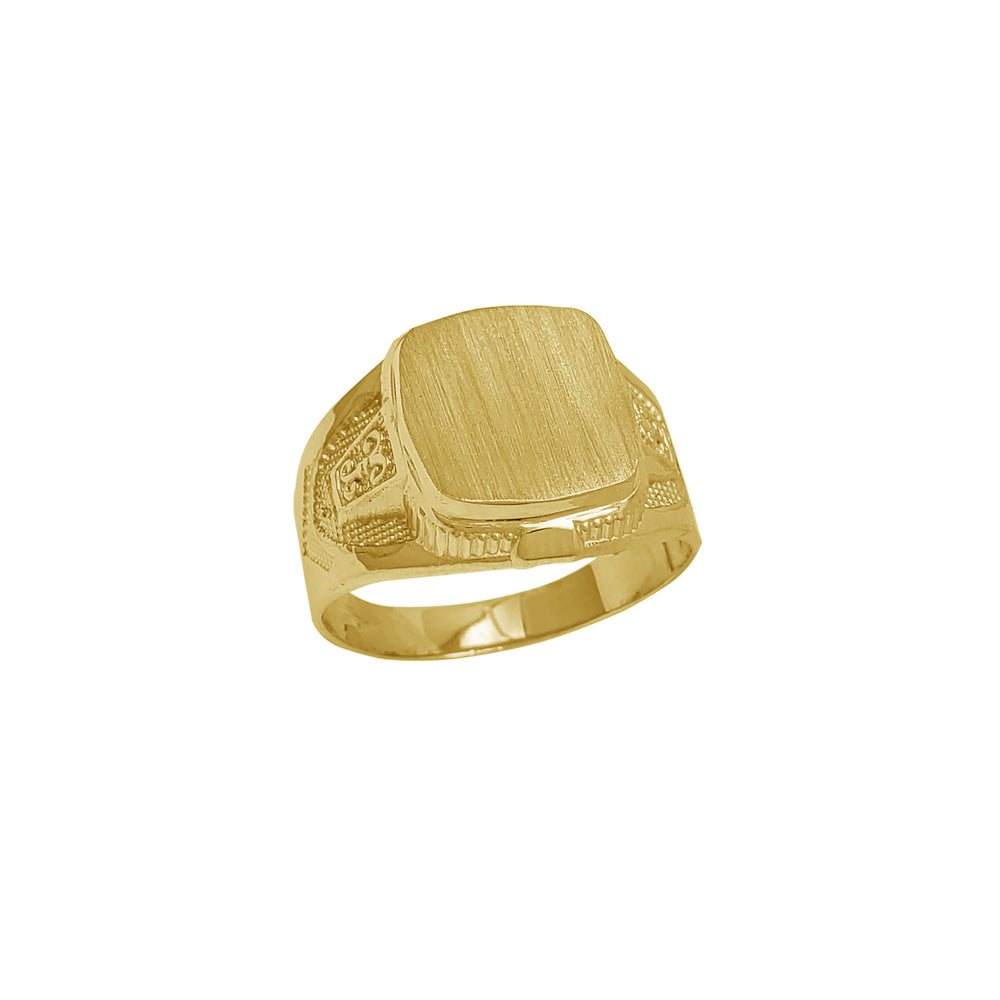 Brushed Finish Texture Men's Signet Ring (14K)