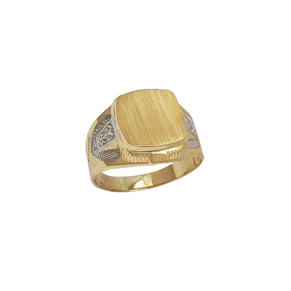 Brushed Finish Texture Men's Signet Ring (14K)