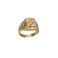 Мужское кольцо-печатка Tricolor Regal с матовой текстурой отделки (14K)