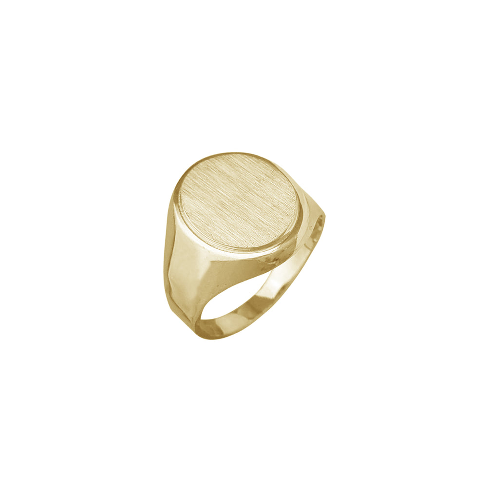Brushed Finish Oval Outlined Men's Signet Ring (14K)