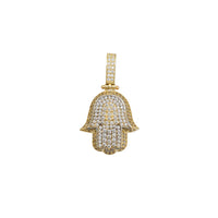 Iced-Out 3D Mesa Hamsa Hand Pendant (14K)