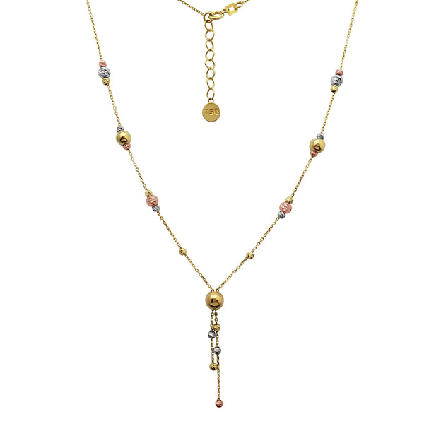 Tricolor Moon-cuts Beads Necklace (18K)