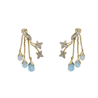 Diamond Flower Dangling Stud Earrings (14K)