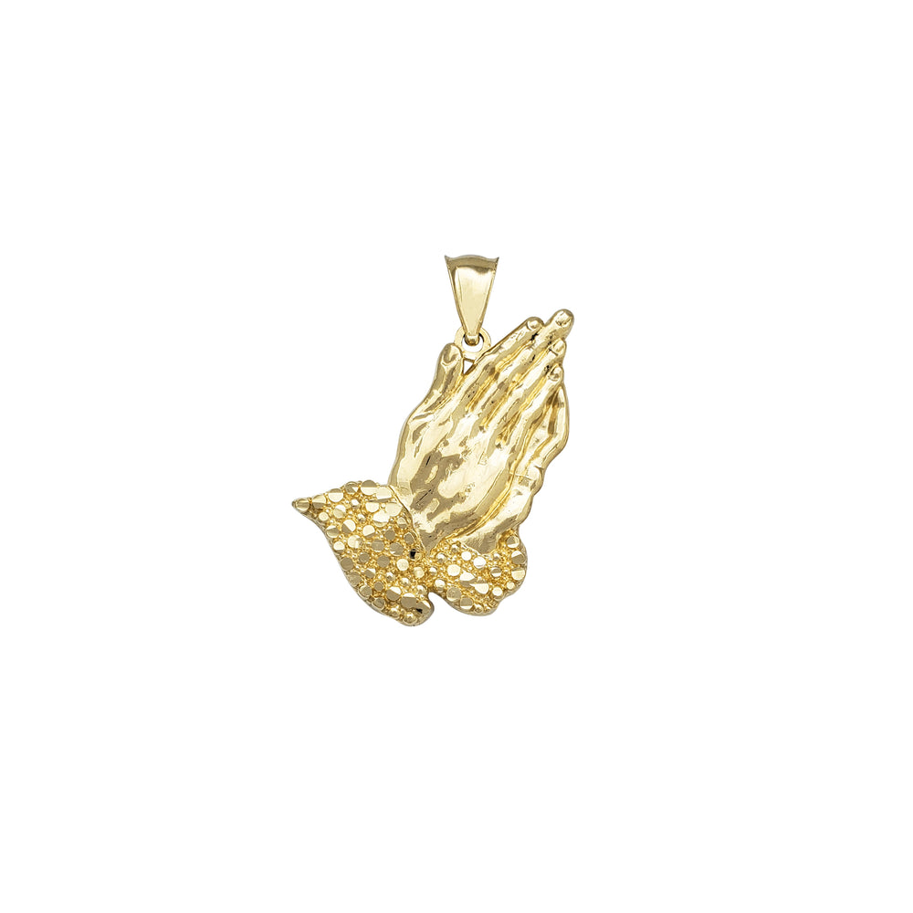 Mesh-Back Praying Hands Pendant (14K)