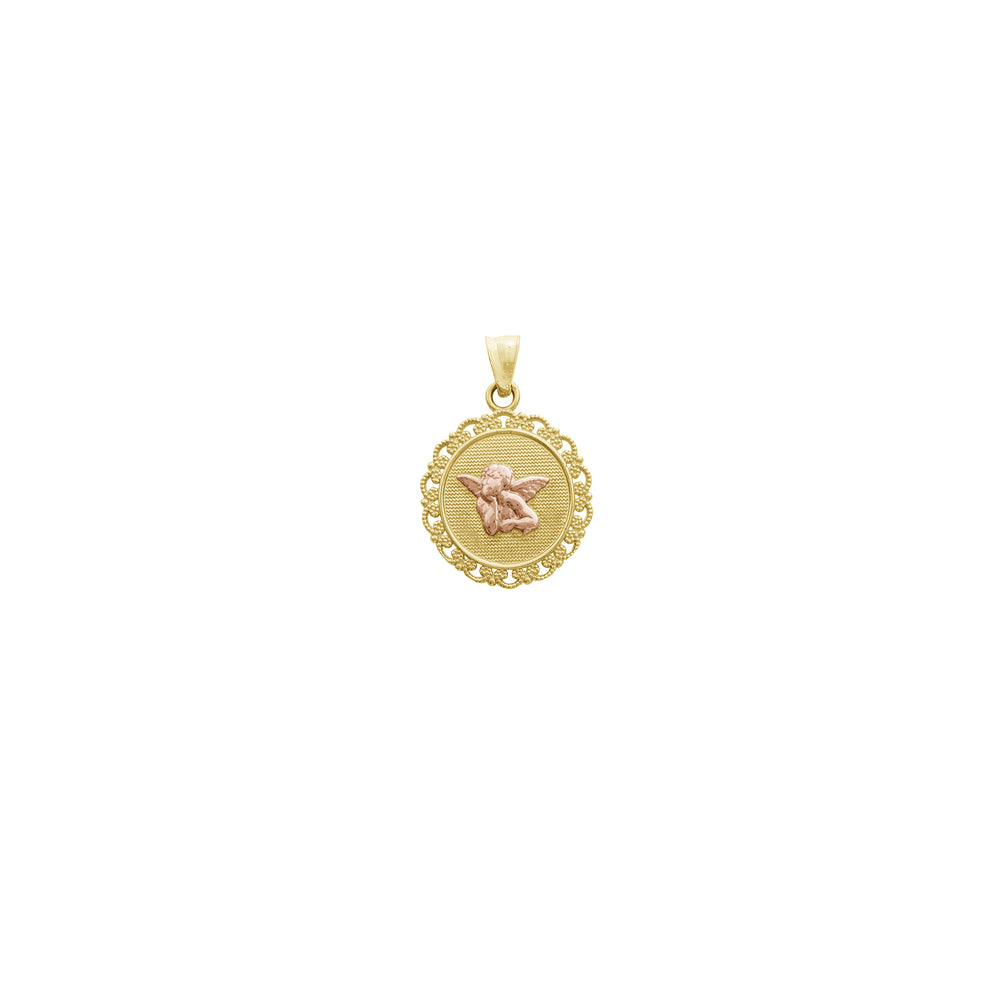 Milgrain Frame Baby Angel Pendant (14K)