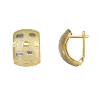 Two-Tone Brushed-Finish Earrings (14K)