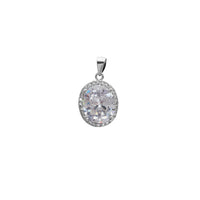 Zirconia Halo Oval Shape Pendant (Silver)