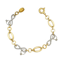 Two-Tone Zirconia Infinity Ring Fancy Bracelet (14K)