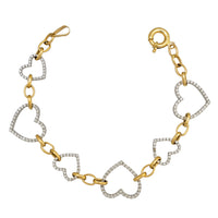 Zirconia Outline Heart Fancy Bracelet (14K)