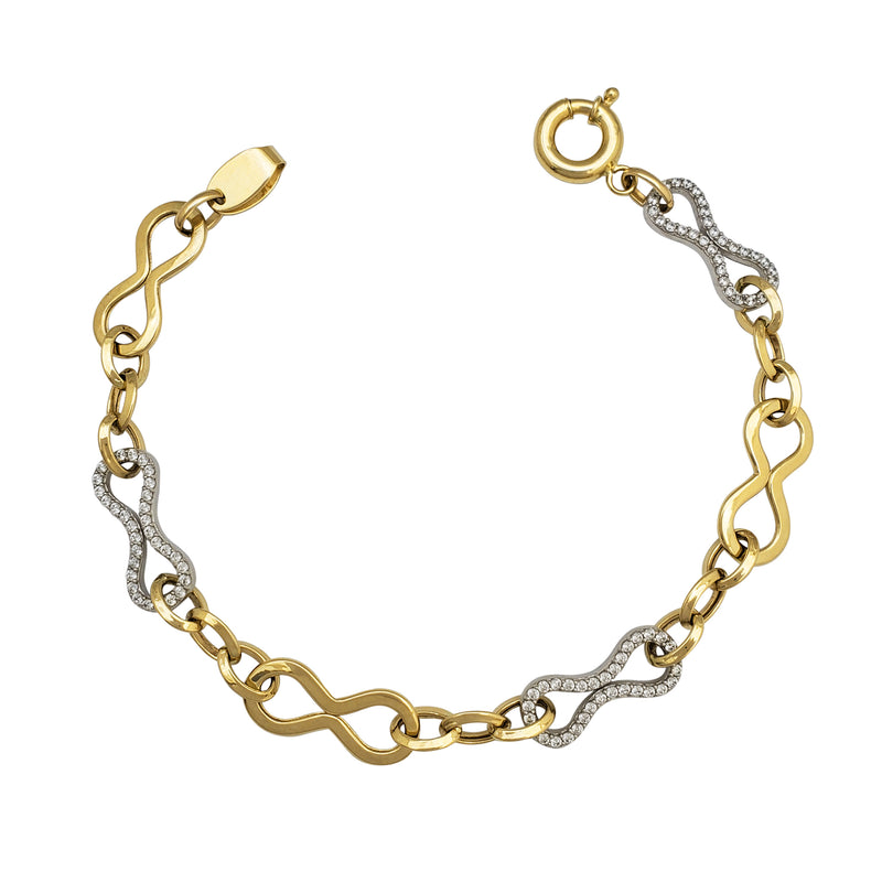 Zirconia Infinity Outlined Fancy Bracelet (14K)