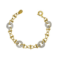 Zirconia Hoop Interlocked Link Fancy Bracelet (14K)
