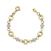 Zirconia Hoop Snowflakes Link Fancy Bracelet (14K)