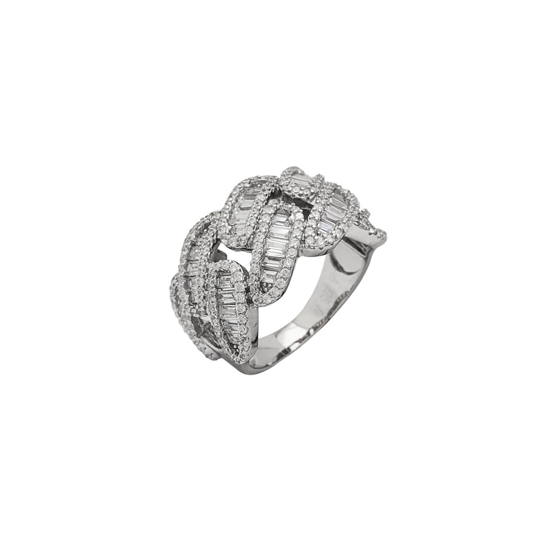 Zirconia Baguette Cuban Ring (Silver)