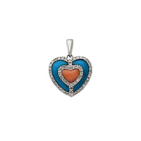 Diamond Opal at Coral Heart Pendant (14K)