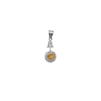 Diamond & Citrine Round Halo Dangling Pendant (14K)