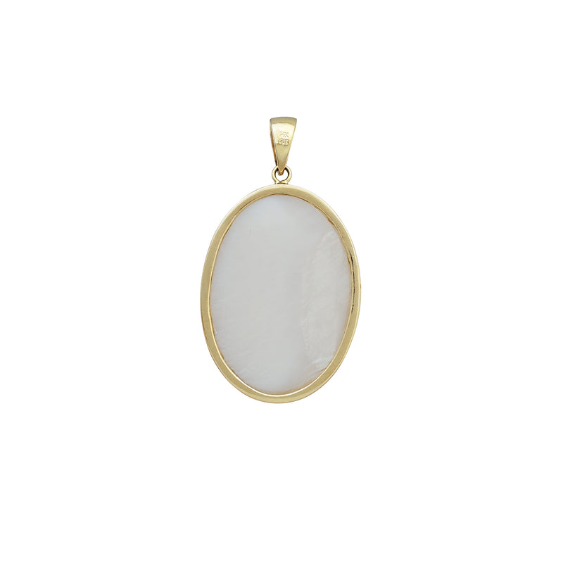 Mother of Pearl Cameo Oval Round Pendant (14K)