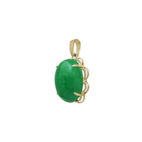 Flower Frame Oval Cabochon Jade Pendant (14K)
