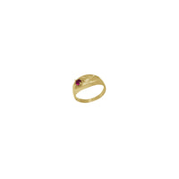 Oválný pečetní prsten pro miminko/děti s texturou zirkonového květu (14K)