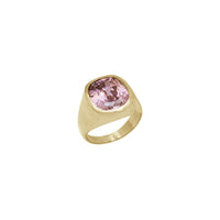 Pink-Zirconia Bezel Signet Ring (14K)