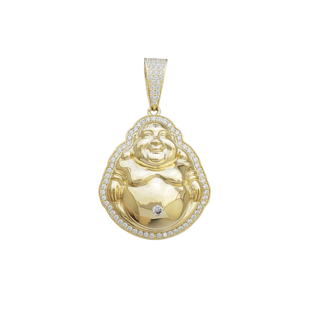 Zirconia Laughing Buddha Pendant (14K)