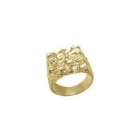 Textured Diamond-cut Nugget Square Signet Ring (10K)