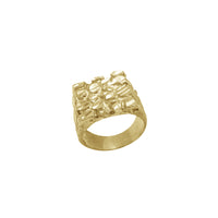 Texturovaný diamantový nugetový čtvercový pečetní prsten (10K)
