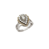 Dvoudílný diamantový zásnubní prsten ve tvaru slzy (14K)