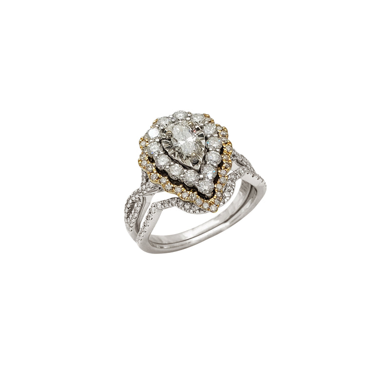 Two-Piece Teardrop Design Diamond Engagement Ring (14K)