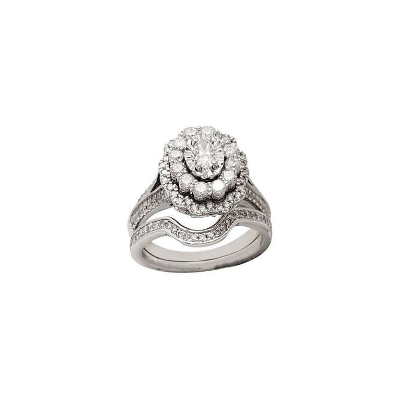 Two-Piece Diamond Flower Design Engagement Ring (14K)
