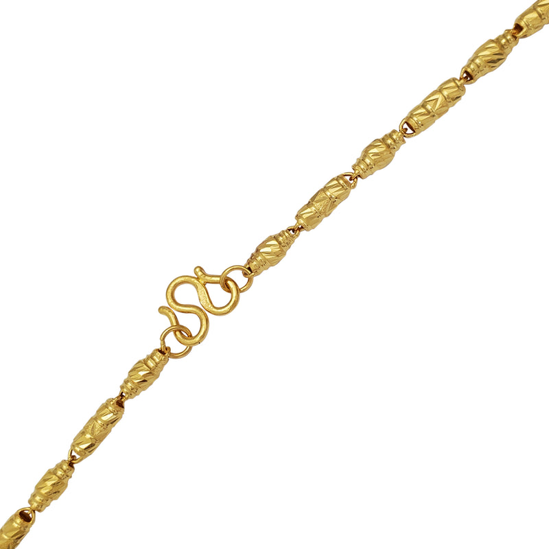 Diamond-cut Glitter Textured Barrel Necklace (24K)