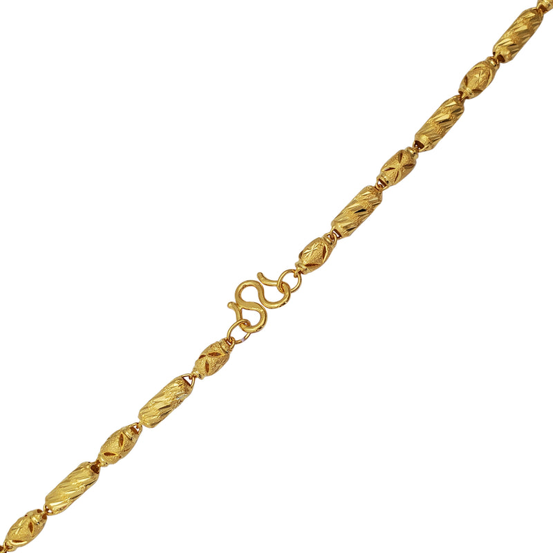 Diamond-cut Glitter Textured Barrel Necklace (24K)