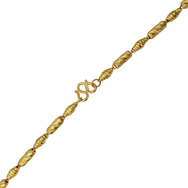 Diamond-cut Glitter Textured Barrel Necklace (24K)