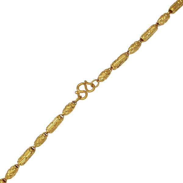 Diamond-cut Glitter Textured Barrel & Cylinder Necklace (24K)
