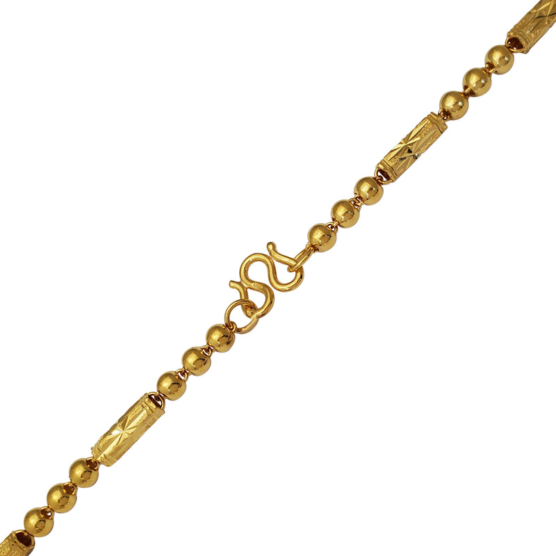 Diamond-cut Glitter Textured Barrel & Beads Necklace (24K)
