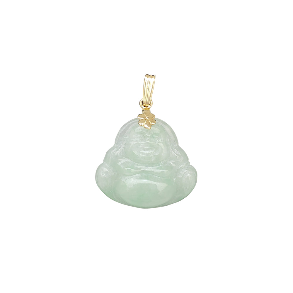 Jade Laughing Buddha Pendant (14K)