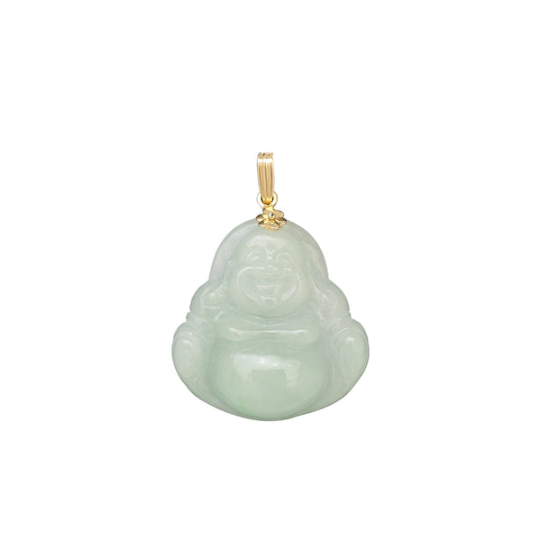 Jade Laughing Buddha Pendant (14K)