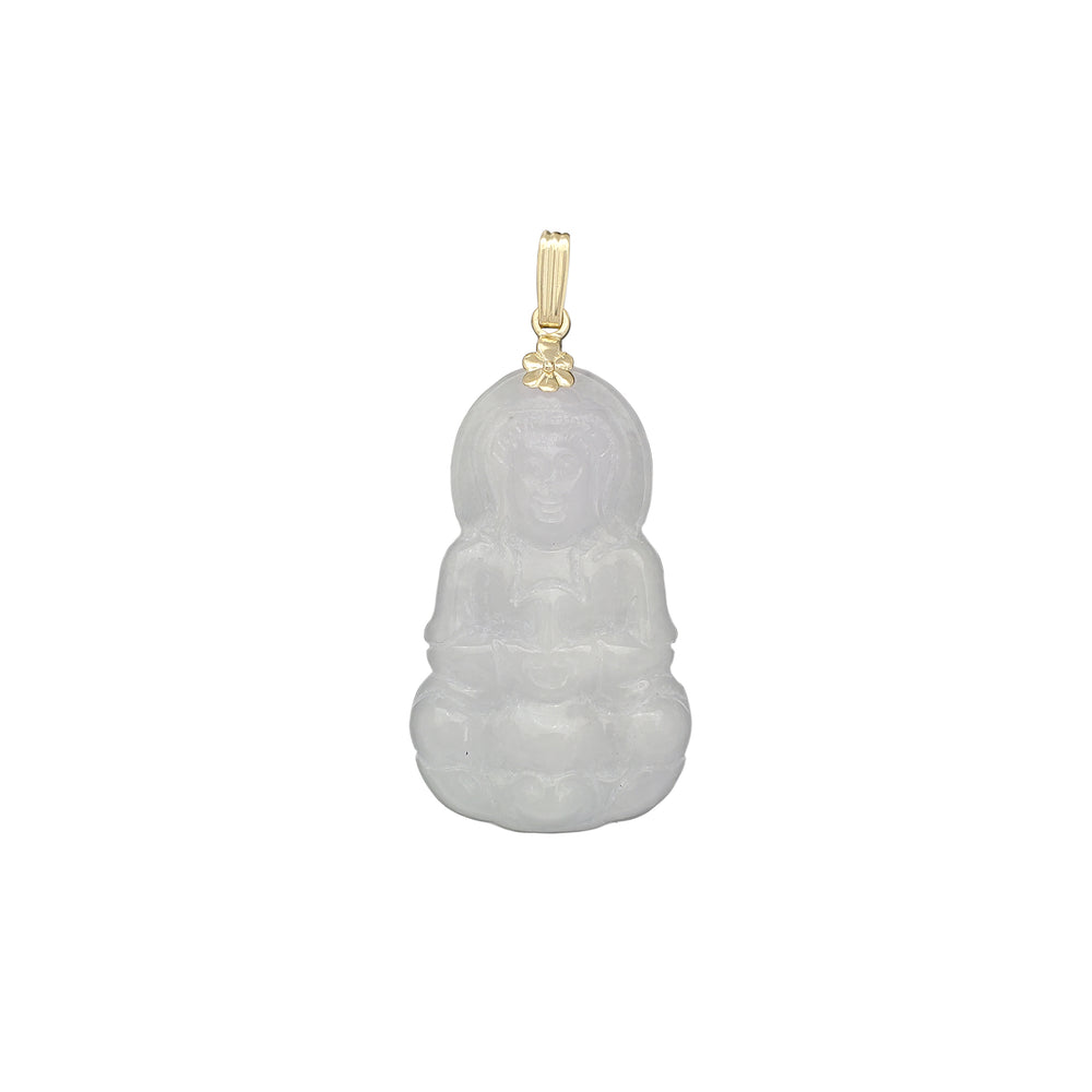 Jade Guan Yin Goddess Pendant (14K)
