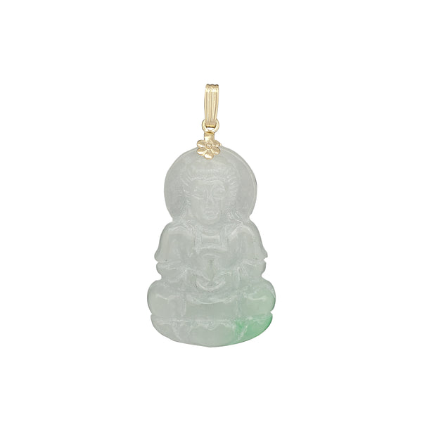 Jade Guan Yin Goddess Pendant (14K)