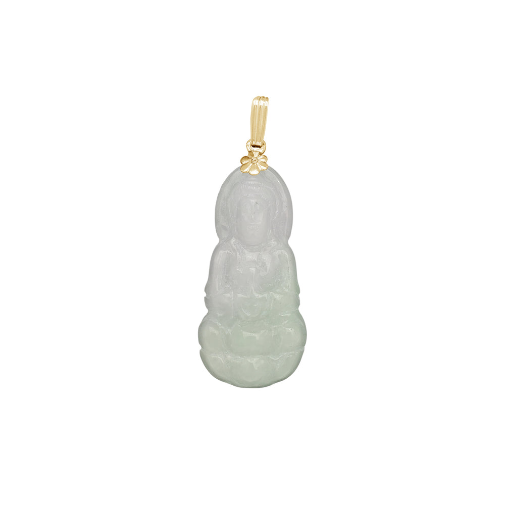 Jade Guan Yin Goddess Pendant (14K)