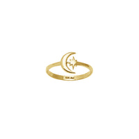 Glossy North Star & Crescent Moon Ring (14K)