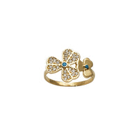 Zirconia Cyan Clover Ring (14K)