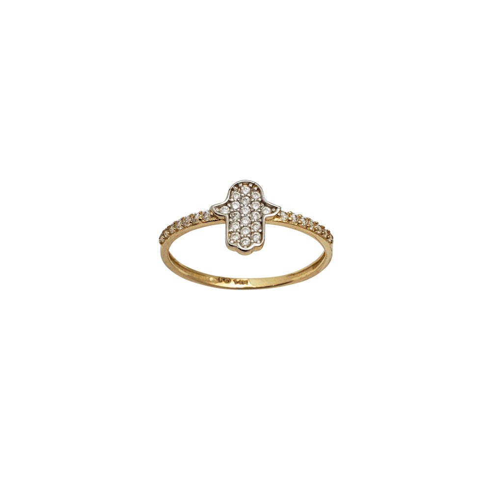 Zirconia Hamsa Hand Ring (14K)