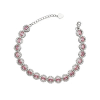 Icy Halo Round Color-Stone Bracelet (Silver)