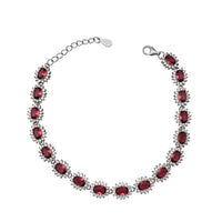 Icy Halo Oval Color-Stone Bracelet (Silver)