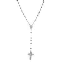 [INRI] Glossy Virgin Mary Crucifix Rosary Necklace (Silver)