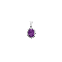 Zirconia Oval Halo Gemstone-Color Pendant (Silver)