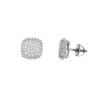Zirconia Beaded Cluster Stud Earrings (Silver)