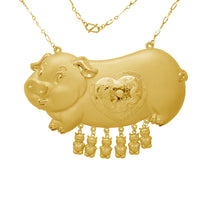 [3 inch] Lucky Pig Wedding Bridal Necklace (24K)
